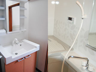 【シャワー・洗面台】お泊りになるお客様のために浴室・洗面台をご用意しております。
